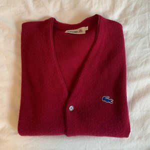 Men's Vintage Lacoste Red Cardigan Size Large